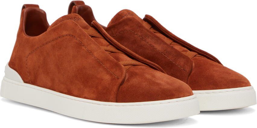 ZEGNA Orange Triple Stitch Sneakers - Picture 2