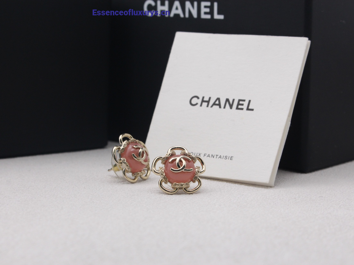 Chanel CC Logo Gold Metal Stud Earrings
