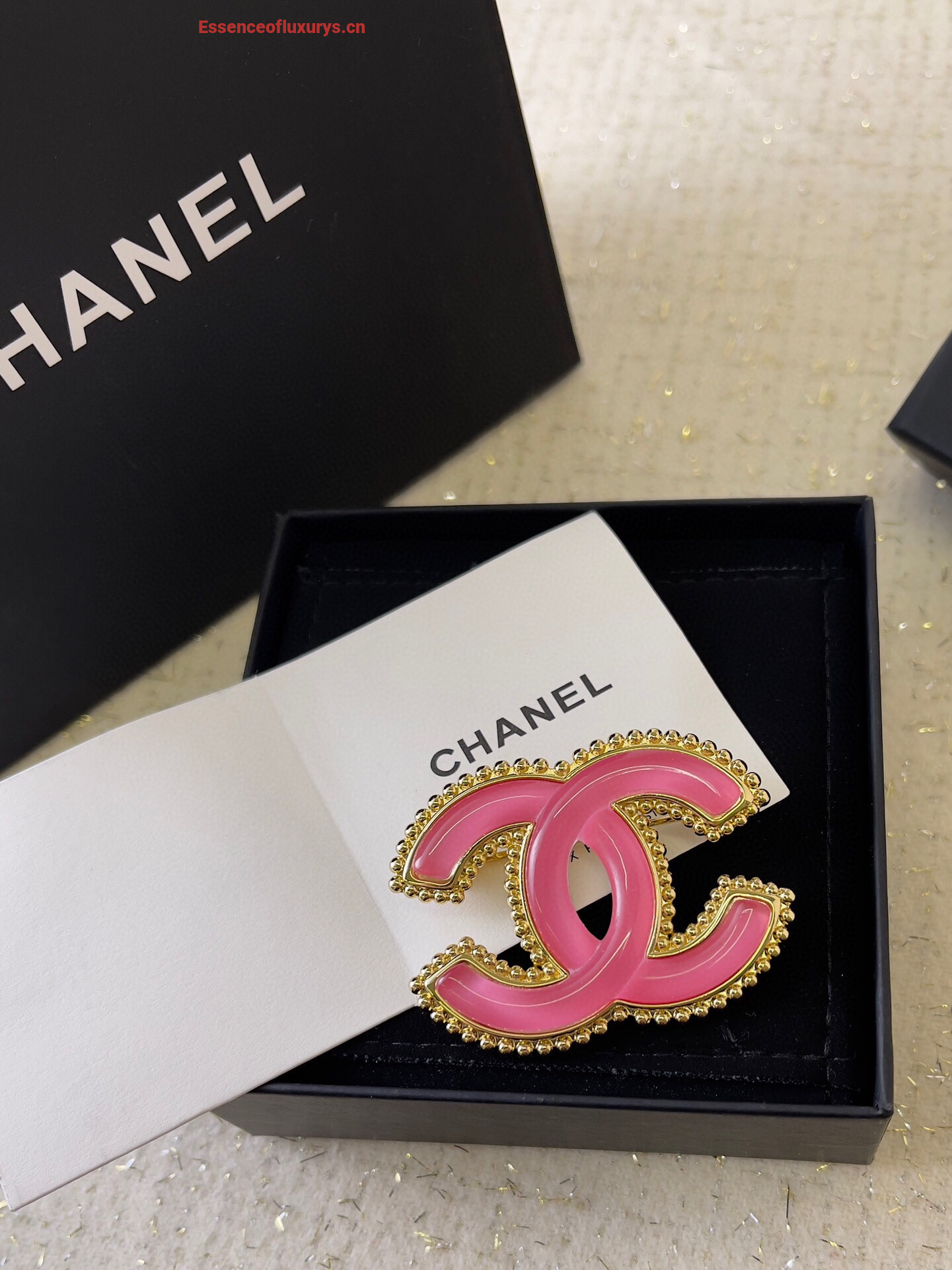 Chanel Pink CC Logo Brooch
