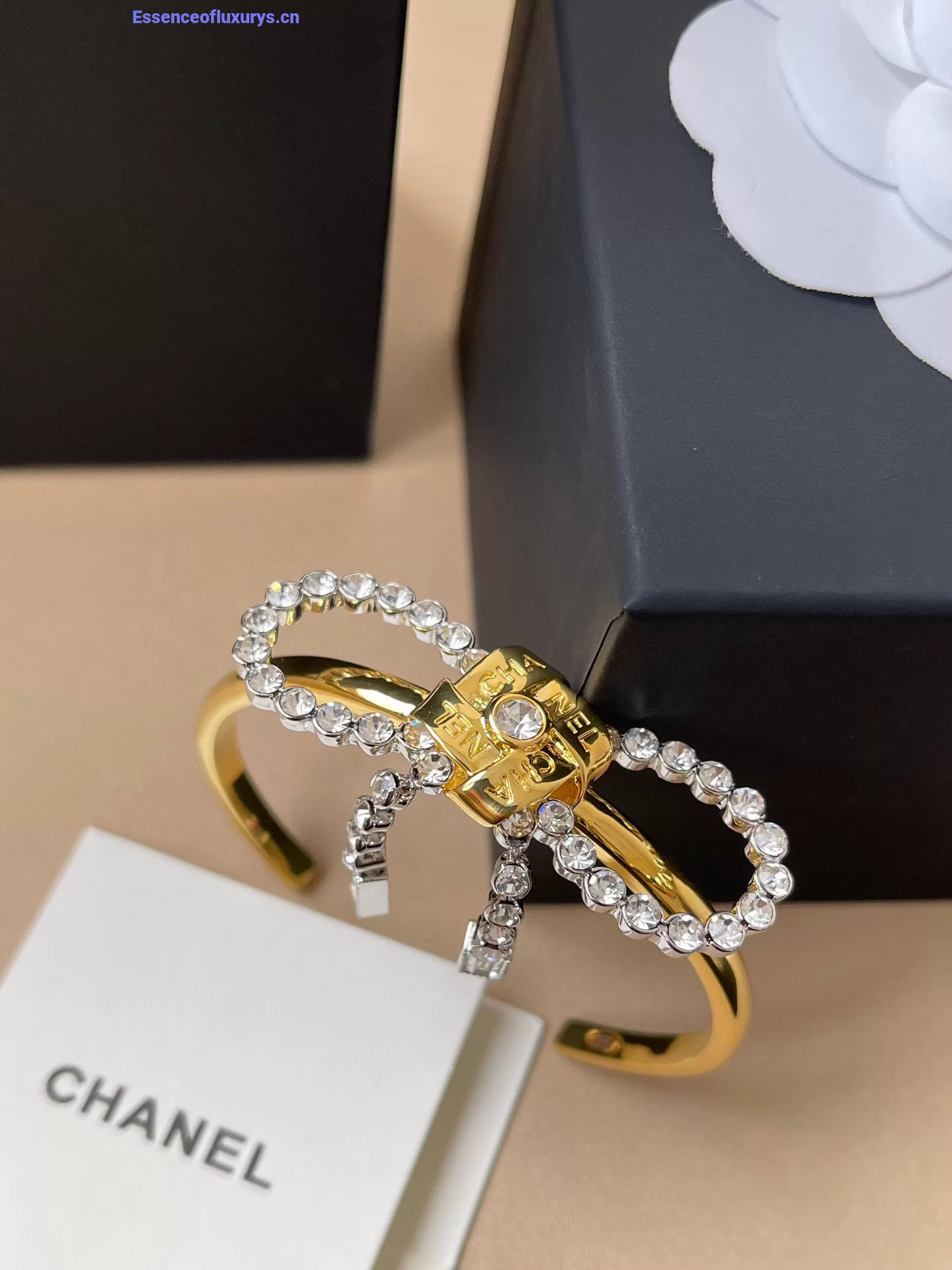 Chanel Crystal Bowknot Cuff Bracelets