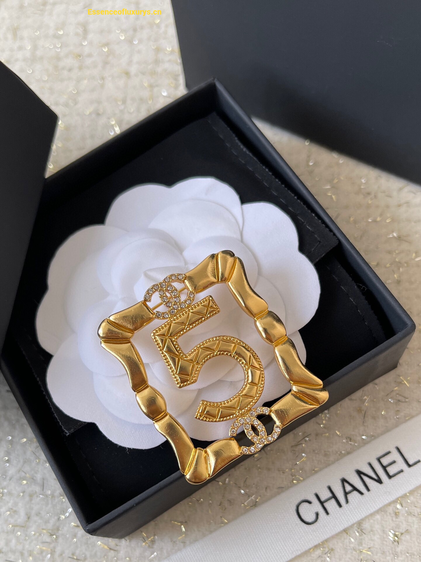Chanel Gold Metal No5 Brooch