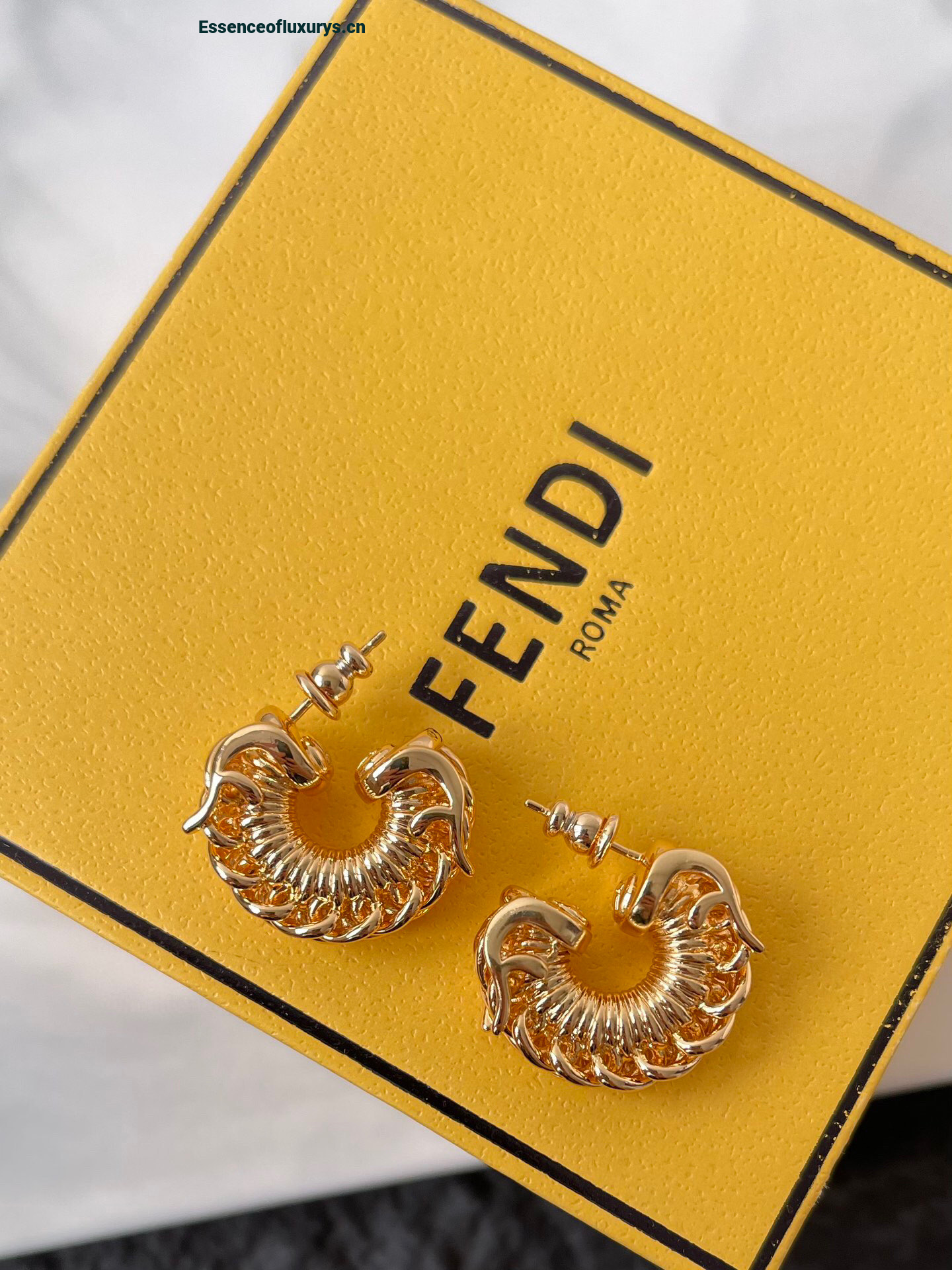 Fendi Filo Gold Metal Earrings