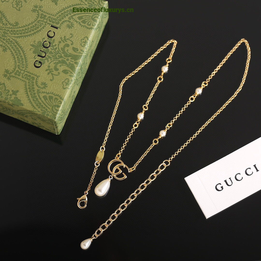 Gucci Double G Pearl Pendant Necklaces