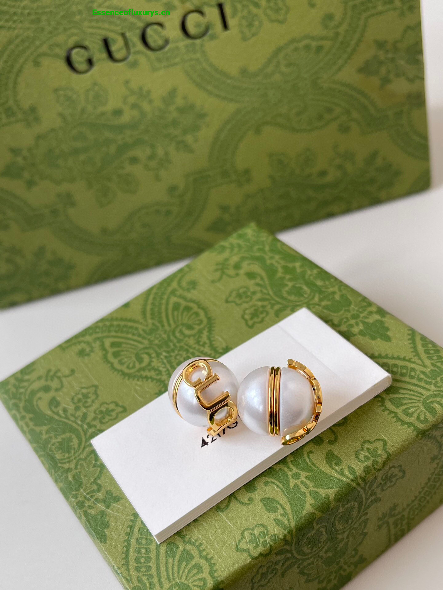 Gucci Stud Earrings with Half Pearl