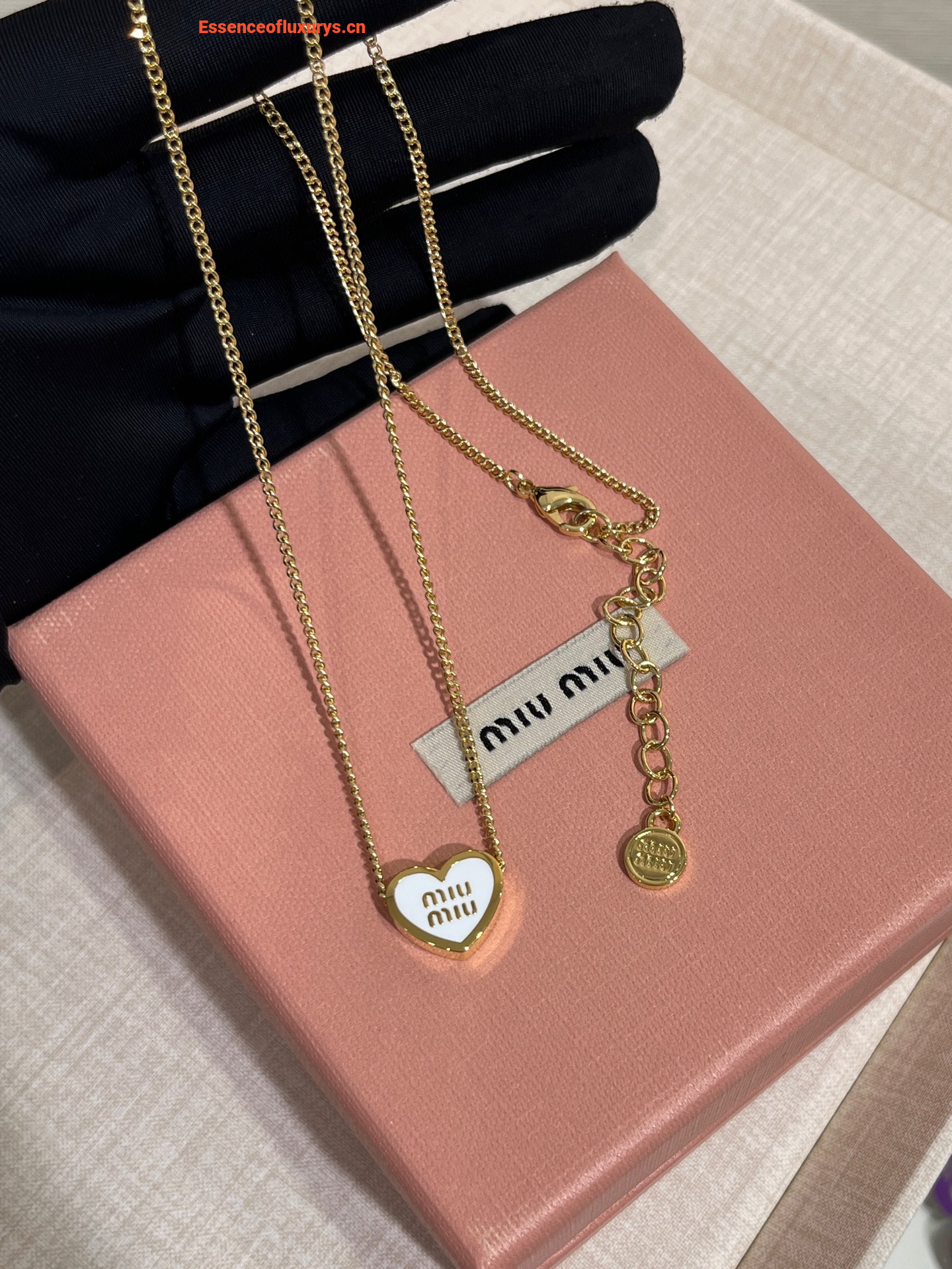 Miu Miu Logo Heart Metal Necklaces