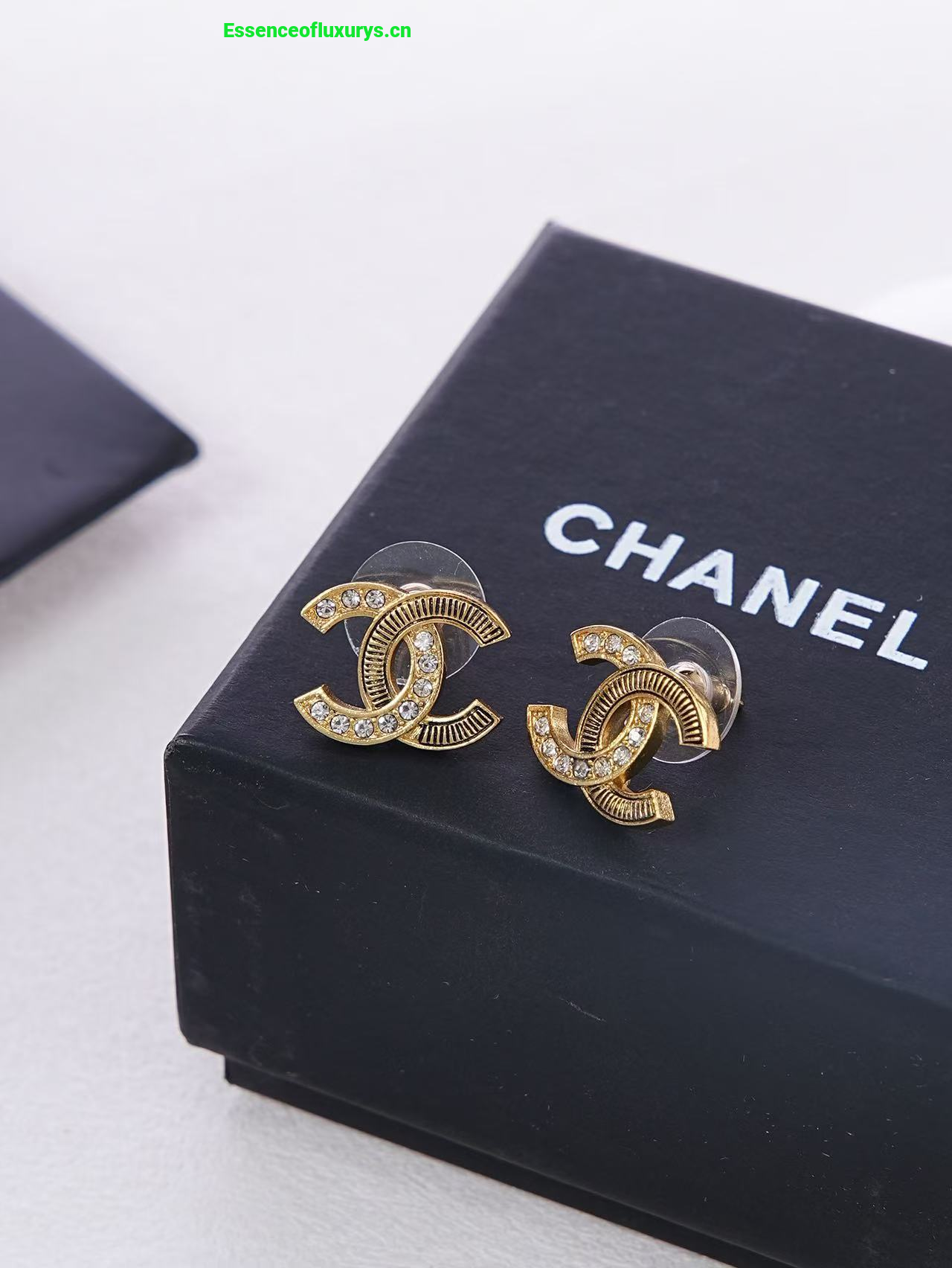 Chanel Crystal CC Logo Earrings
