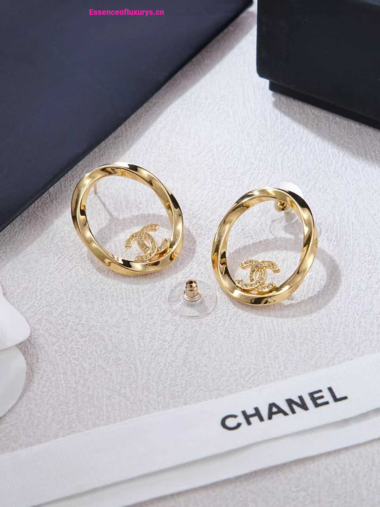 Chanel Crystal CC Logo Oval Earrings