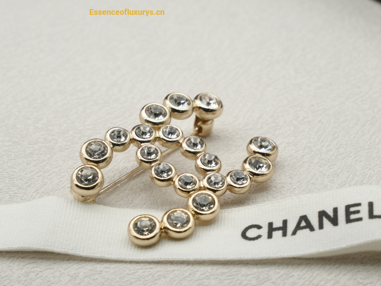 Chanel Crystals CC Logo Brooch
