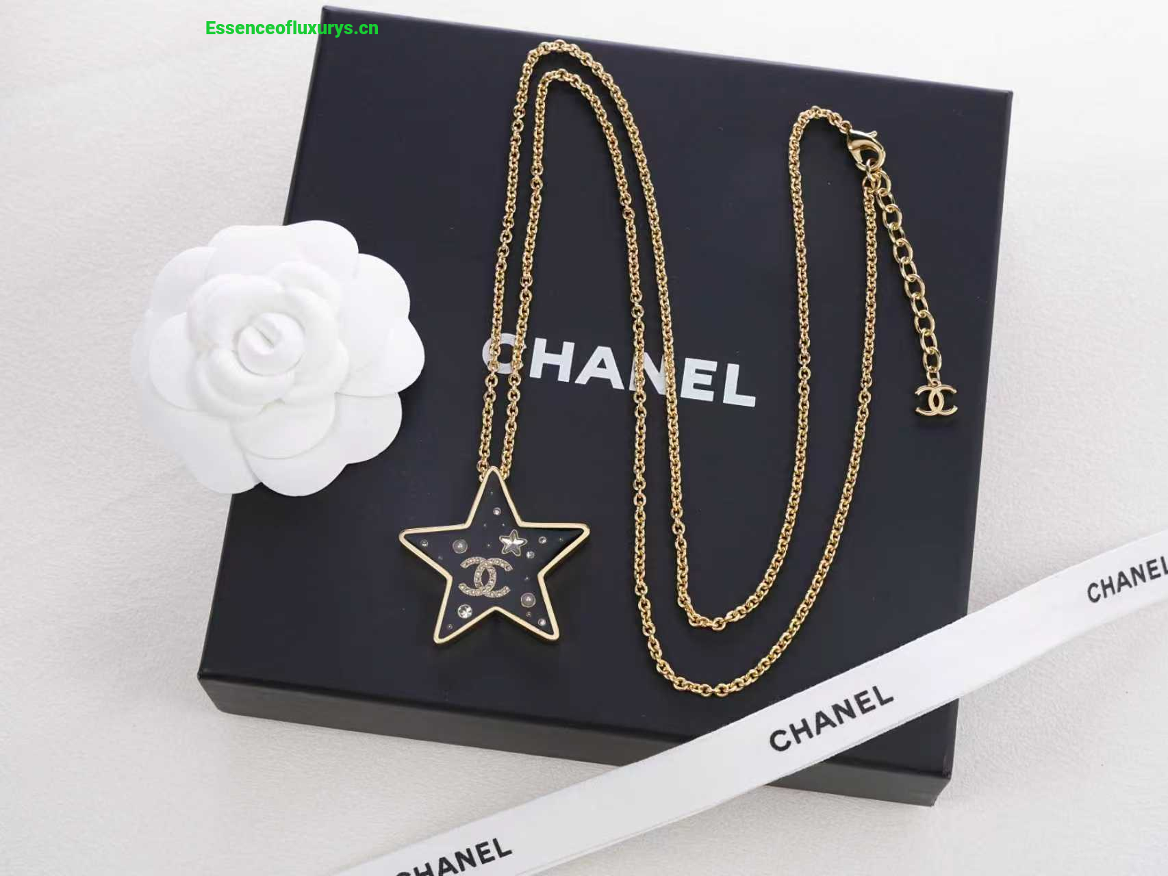 Chanel CC Black Star Pendant Necklaces