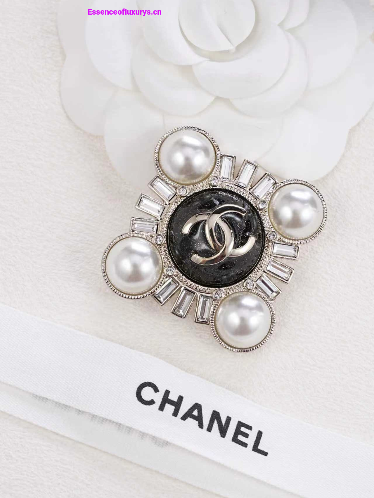 Chanel CC Pearl Brooch