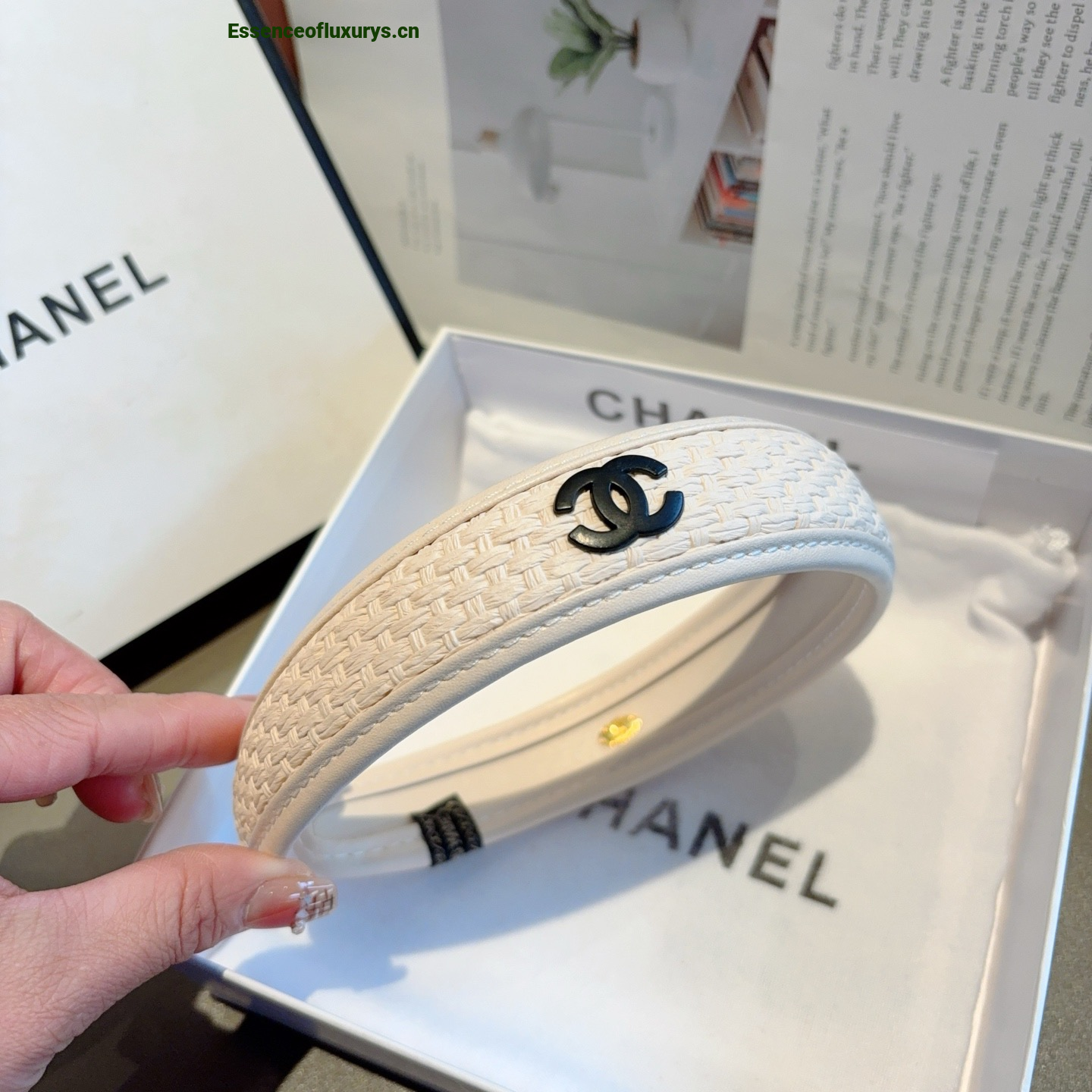 Chanel CC Logo White Headbands