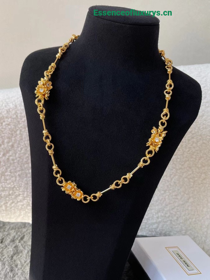 Miu Miu Gold Metal Necklaces