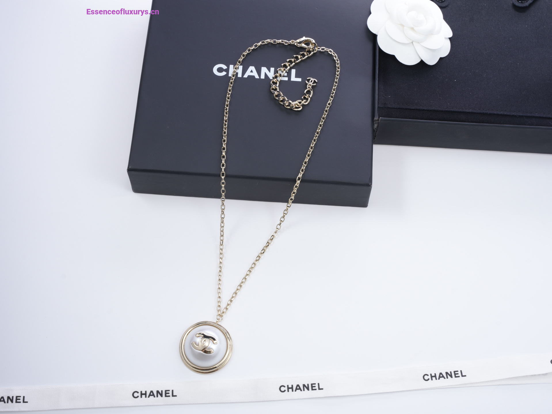 Chanel CC Logo Round Pendant Necklaces