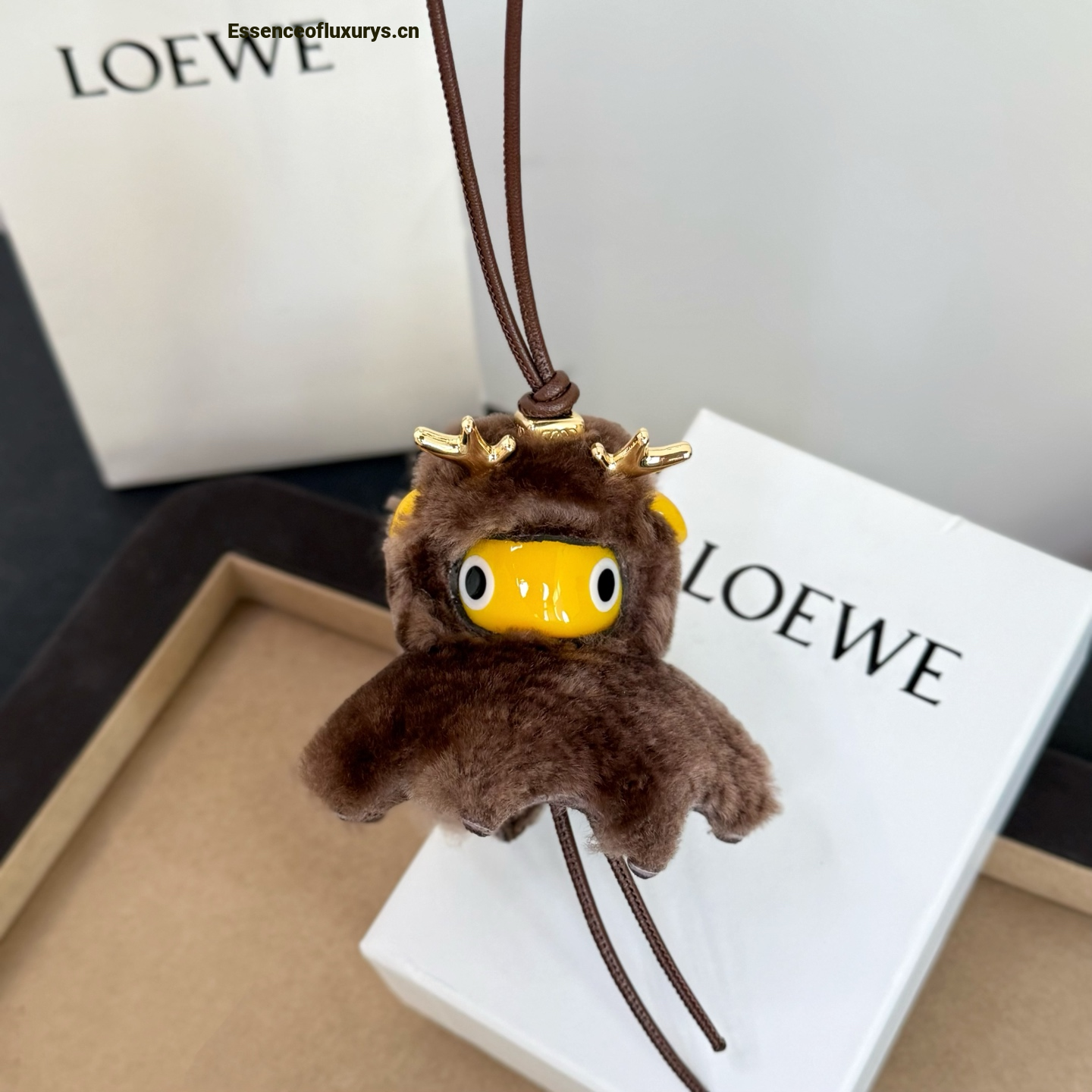 Charms Loewe Deer Puzz Bag Charm Brown