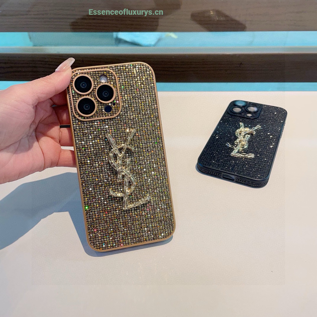 Saint Laurent YSL Crystals iPhone Case Gold