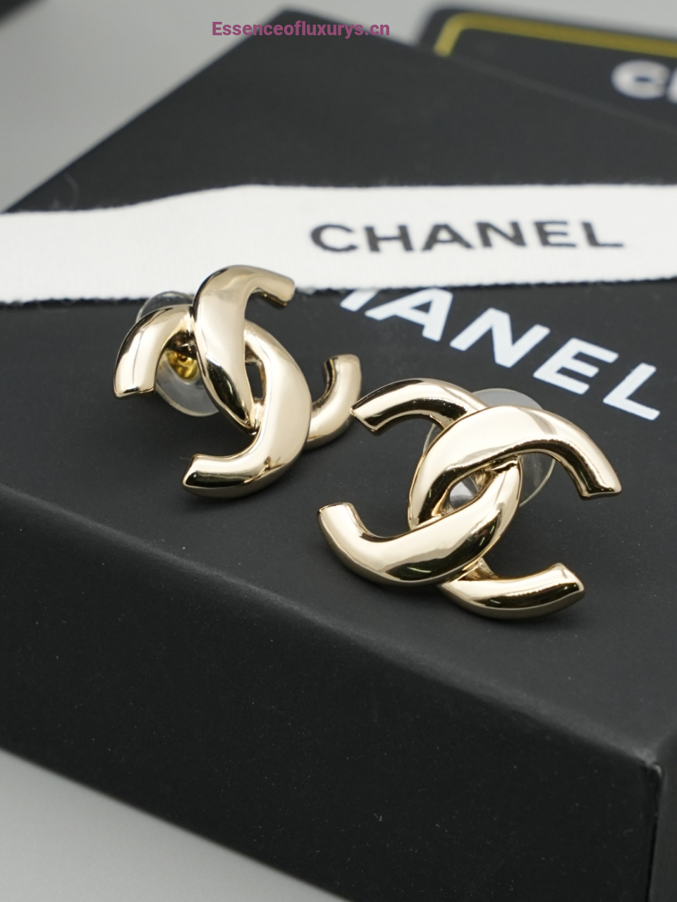 Chanel Gold Metal CC Logo Earrings