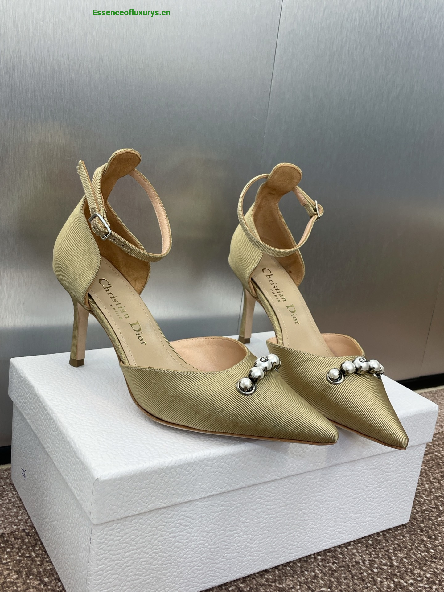 Dior Paris Beige Fabric Pumps 70MM