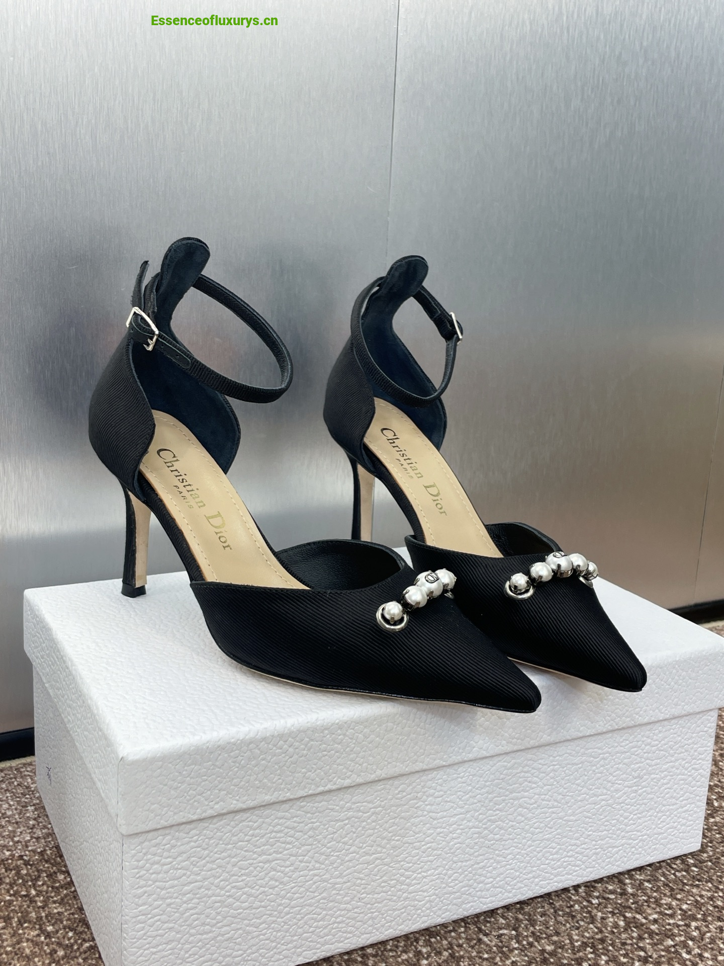 Dior Paris Black Fabric Pumps 70MM