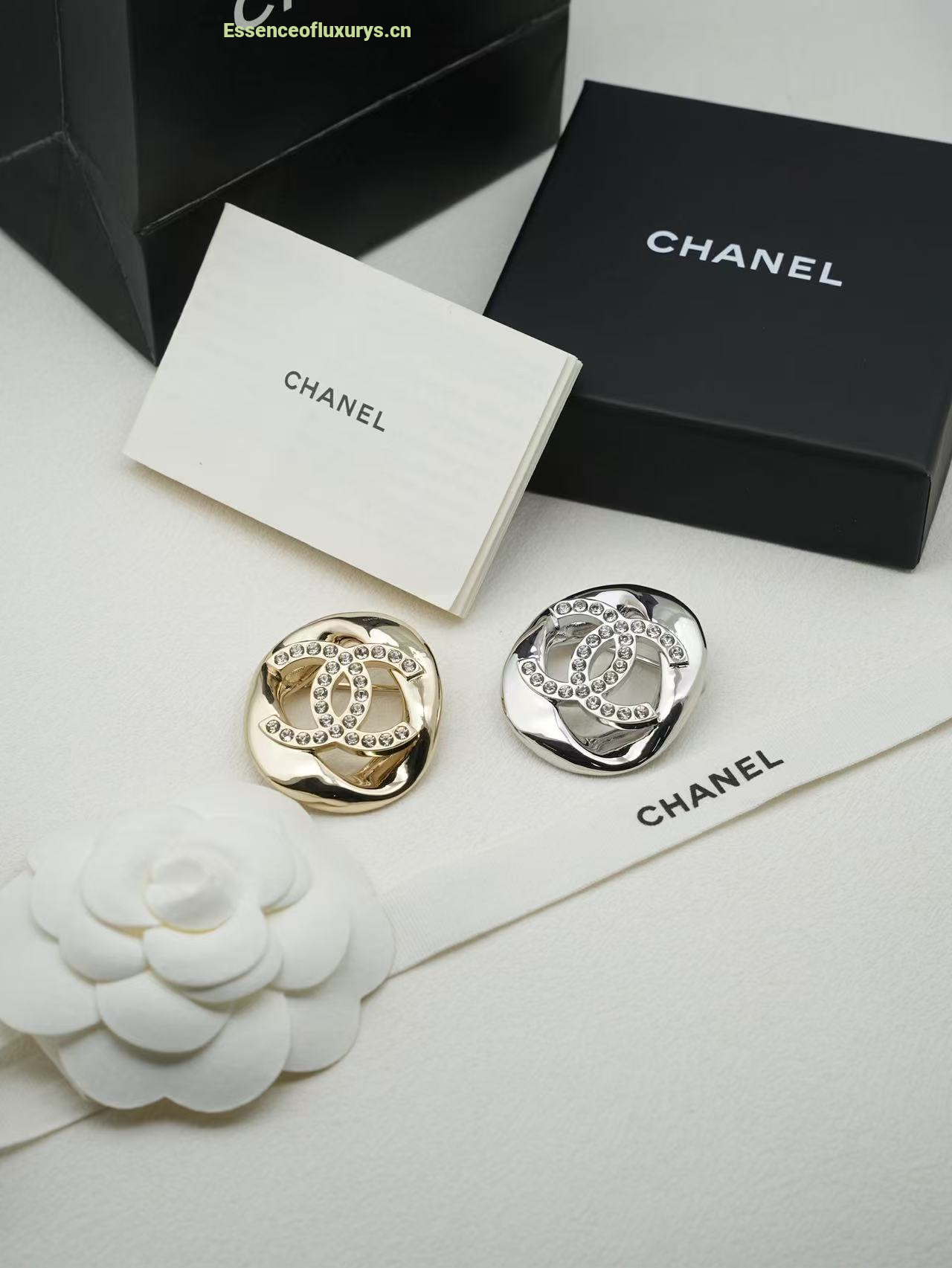 Chanel Crystal CC Logo Brooch
