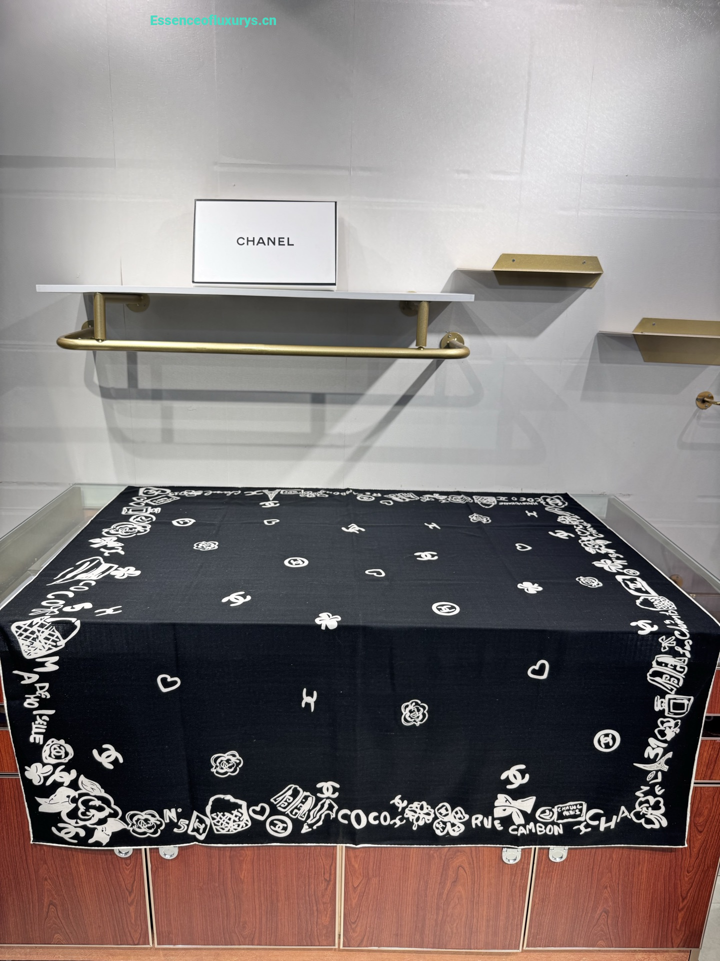 Chanel Black Silk Square Scarf