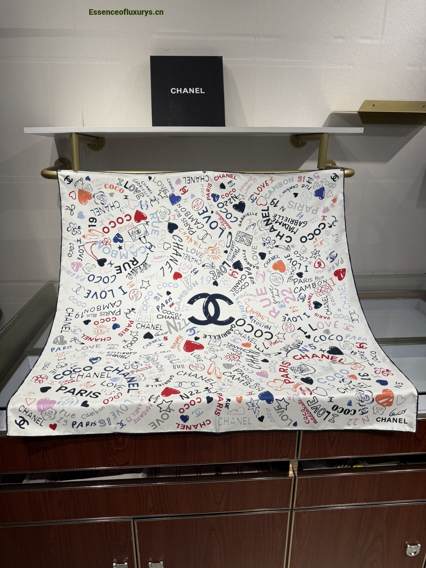 Chanel Silk CC Square Scarf White