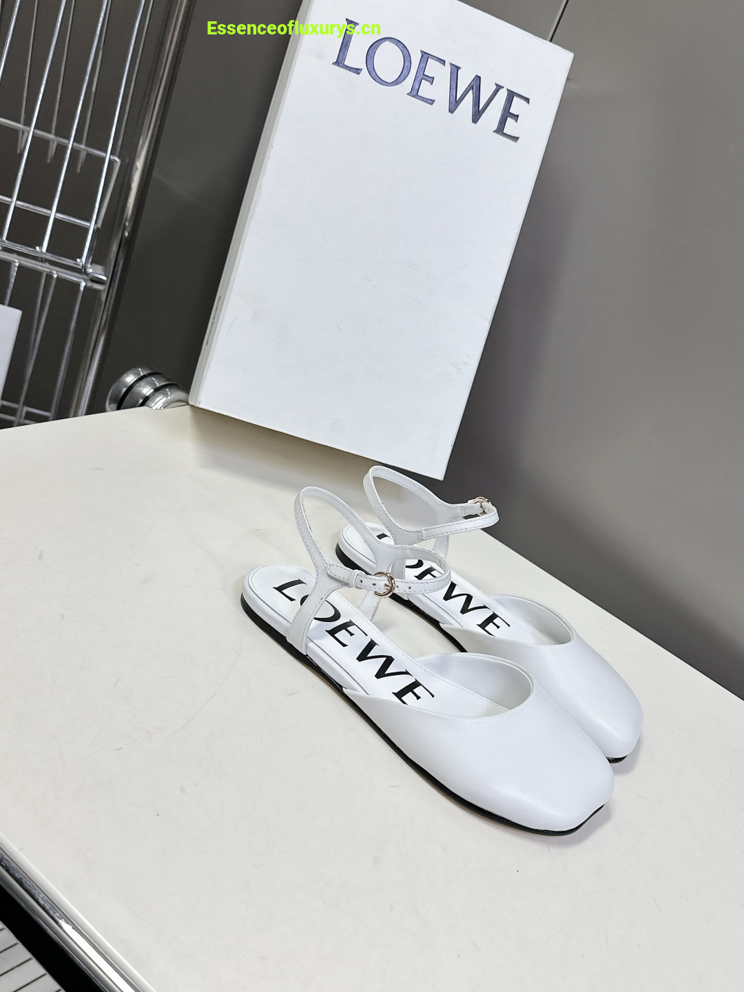 Loewe White Leather Flat Shoes
