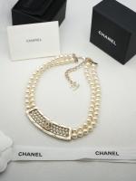 Chanel CC Logo Pearls Choker Necklaces