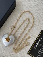 Chanel White Heart Pendant Necklaces