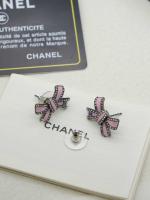 Chanel Crystal Bow Earrings Pink