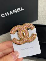 Chanel Pink Gold Metal CC Logo Brooch