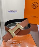 Hermes H Buckle Leather Belt Brown