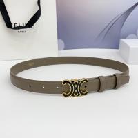 Celine Triomphe Gray Leather Belt 25MM
