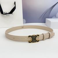 Celine Triomphe White Leather Belt 25MM