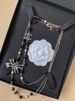Chanel Black Bowknot Pearls Necklaces