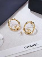 Chanel Crystal CC Logo Oval Earrings