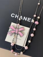 Chanel Pink Bowknot Pearls Necklaces