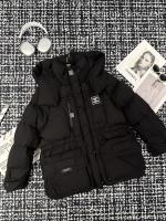 Chanel Black Puffer Hooded Coat