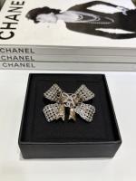 Chanel Crystal CC Bow Brooch