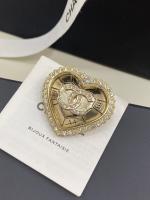 Chanel Vintage Crystal CC Heart Brooch