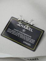 Chanel Crystal CC Bird Earrings Silver
