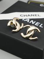 Chanel Gold Metal CC Logo Earrings