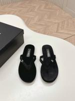 Chanel CC Flat Thong Sandals Black
