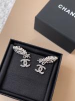 Chanel Metal Crystal Pendant Earrings