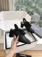 Chanel Black Satin Slingback Pumps
