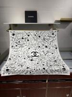Chanel Silk CC Square Scarf White